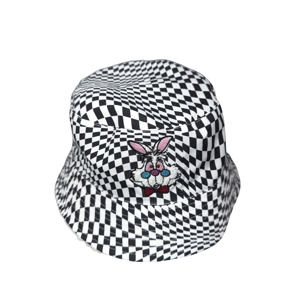 Disney Alice‎ in Wonderland Black and White Checkered Bucket Hat - 59 cm